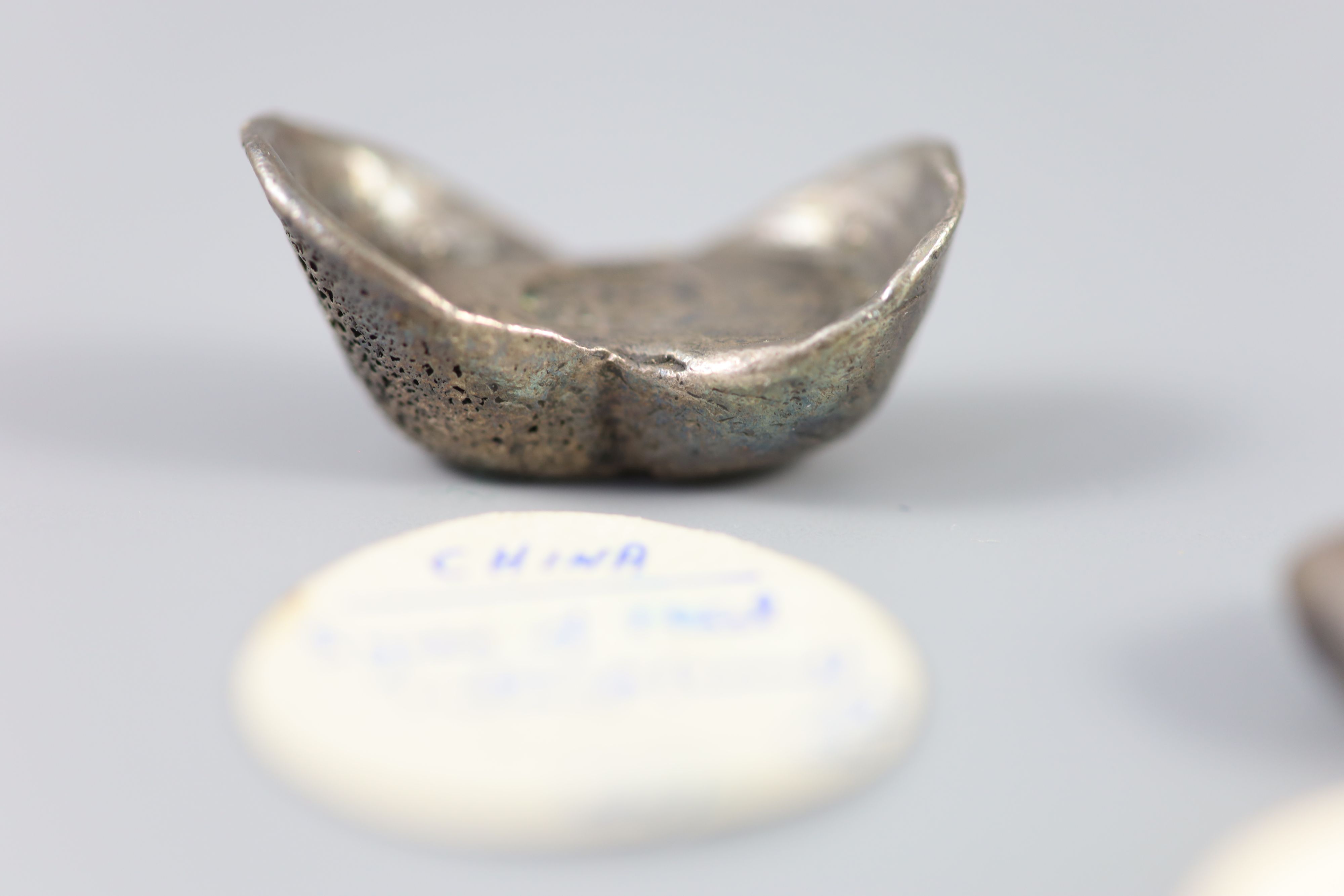 China Empire or Republic period, AR 1 Tael, 36.2g, half tael, 19.2g and quarter tael, 10.8g, all cast silver sycee,